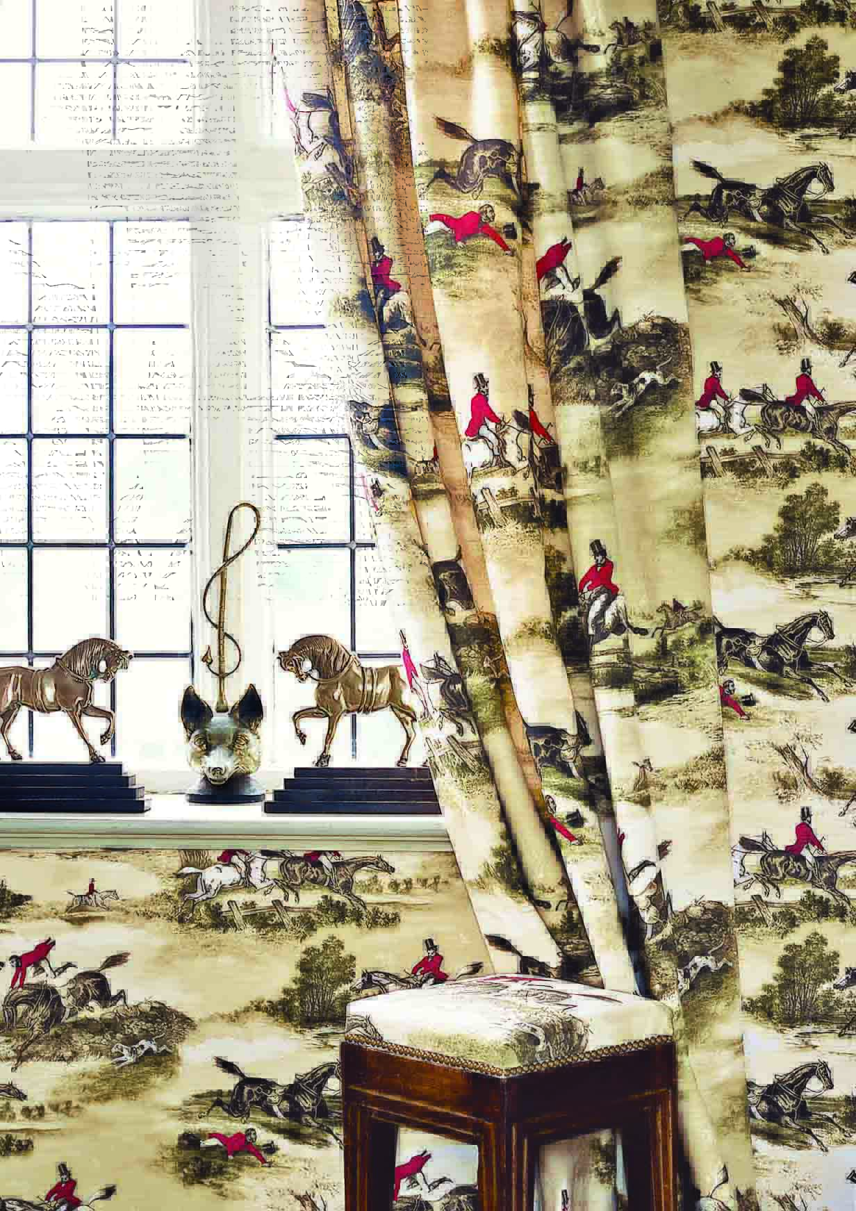 hunting scenes design wallpaper and fabric by lewis and wood